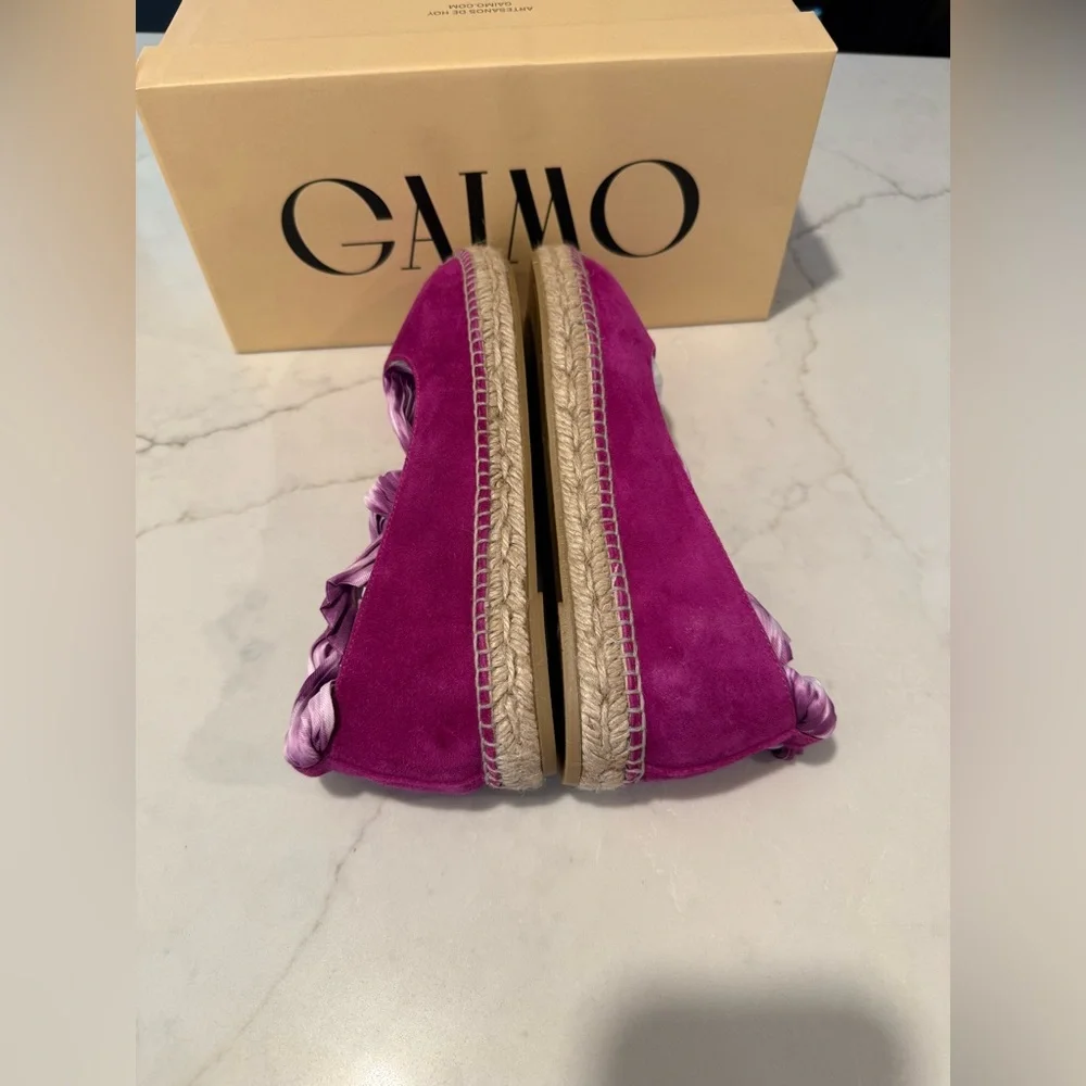 🆕 Gaimo Suede Trellis Laceup Scarf 1” Espadrille Balletcore Soft Girl Boho Chic